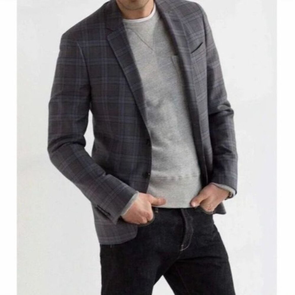 Todd Snyder Mayfair Fit Blazer Wool Sport Coat Jacket Gray Navy Grey Plaid 40R